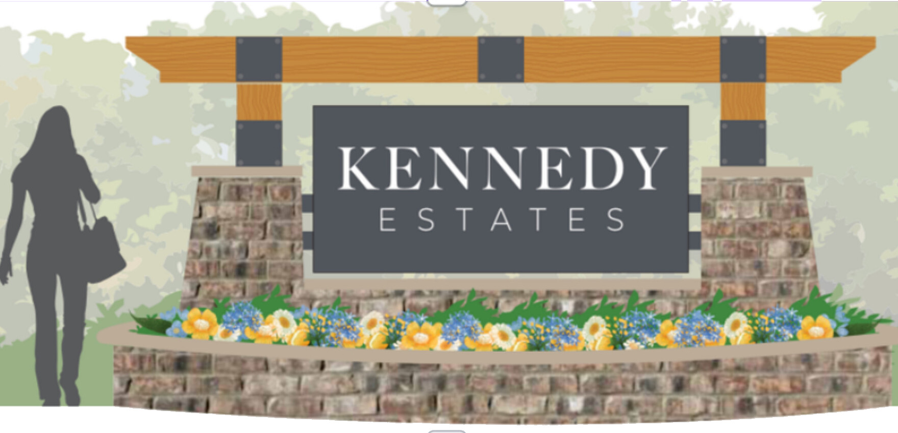Kennedy Estates entry sign rendering